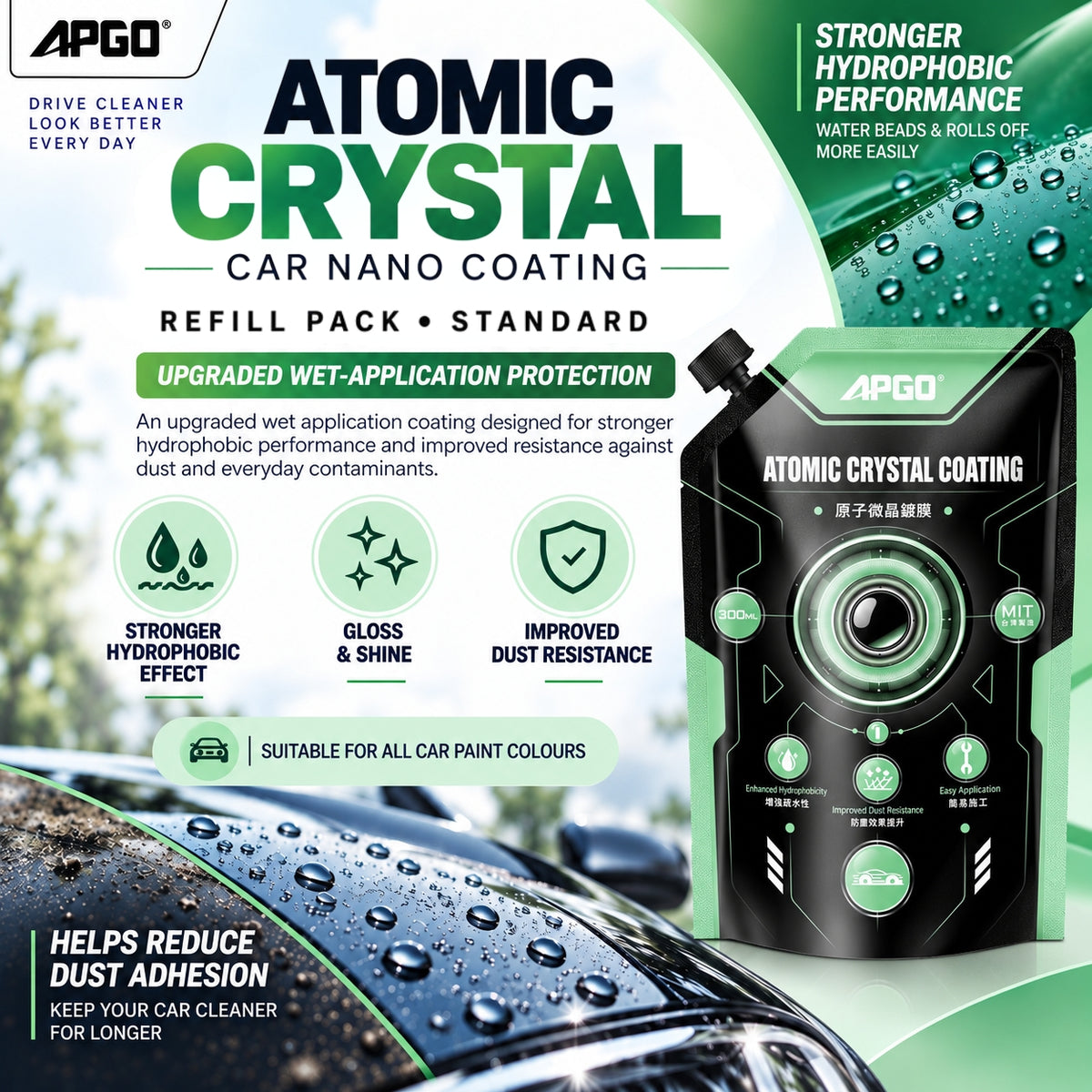 APGO Atomic Crystal Car Nano Coating Refill Pack (Standard) 300ml — 1