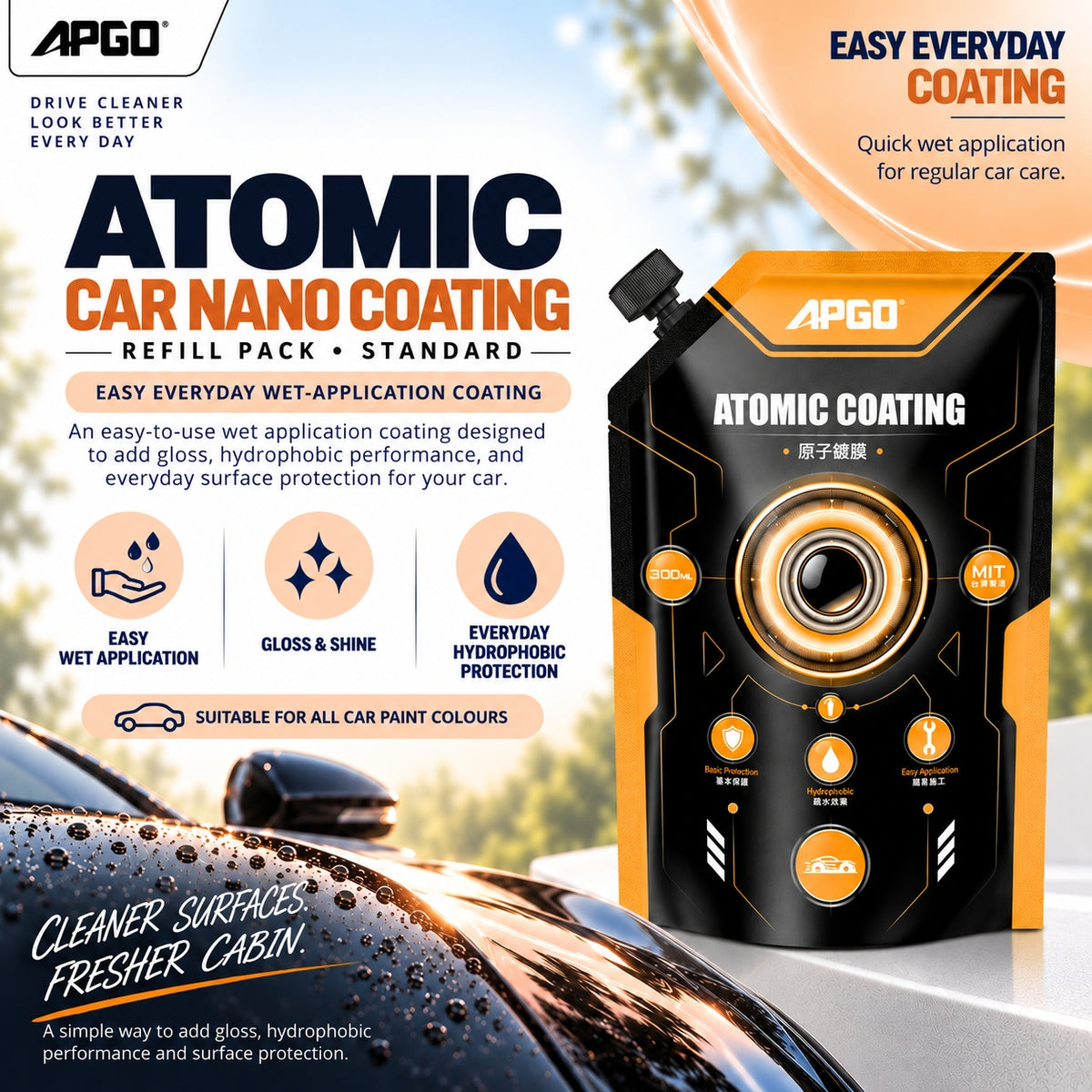 APGO Atomic Car Nano Coating Refill Pack (Standard) 300ml — 1