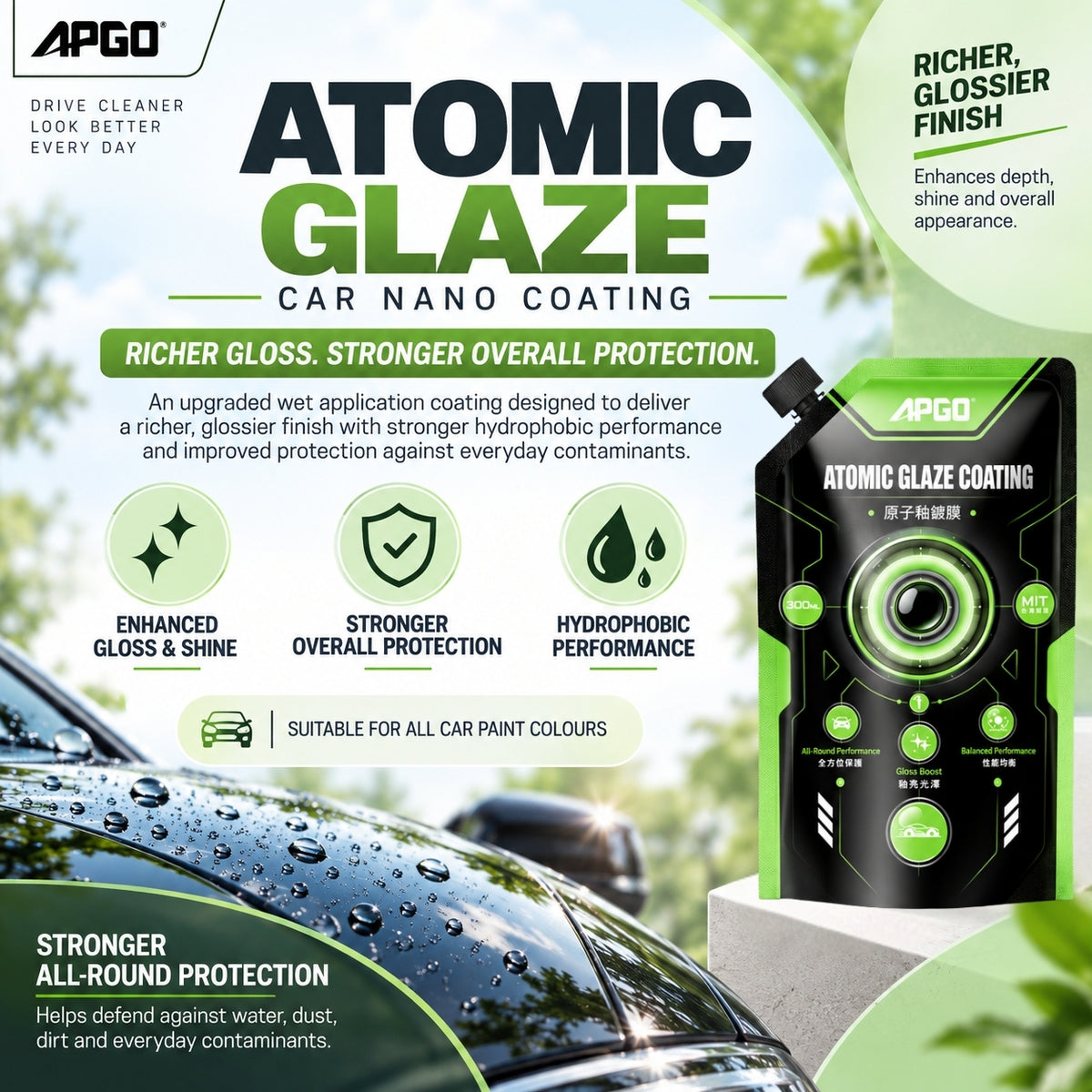 APGO Atomic Glaze Car Nano Coating Refill Pack (Standard) 300ml — 1