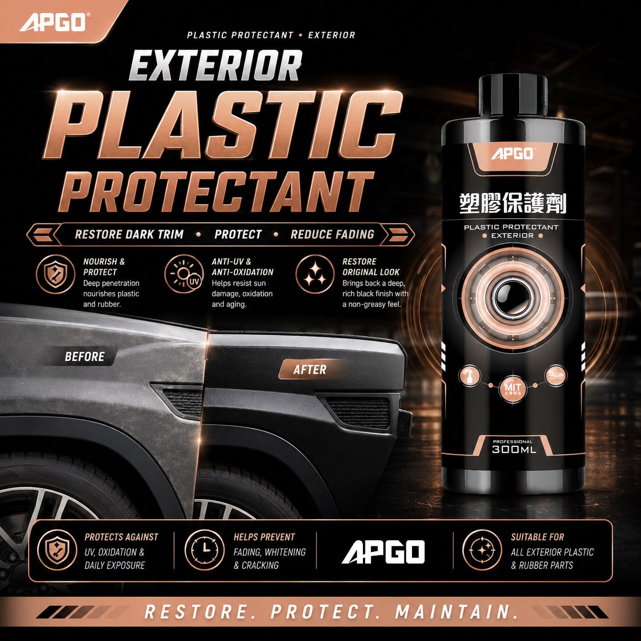 APGO Car Exterior Plastic Protectant — 1