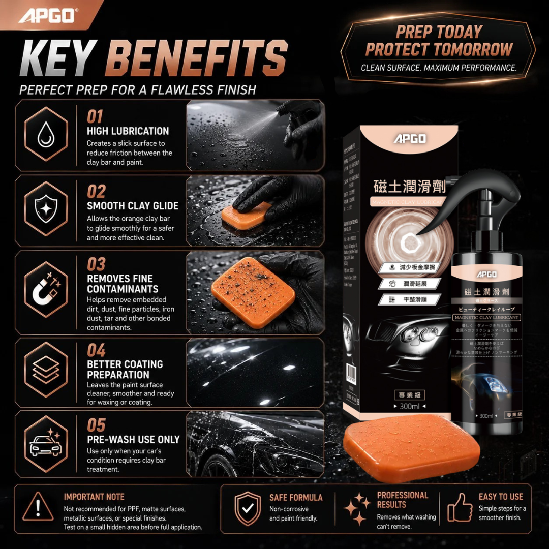 APGO Car Magnetic Clay Spray Solution with Clay Bar — 3