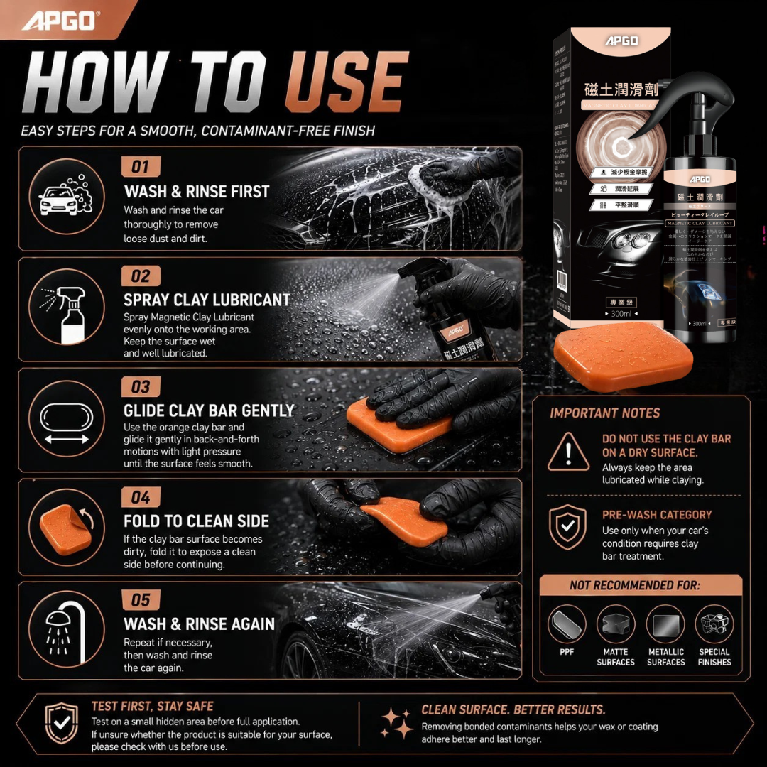 APGO Car Magnetic Clay Spray Solution with Clay Bar — 4