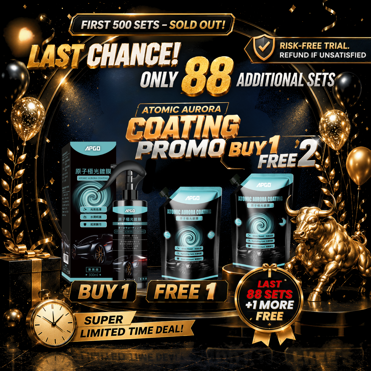 APGO Aurora Car Nano Coating (Premium) - Golden Bull Celebration