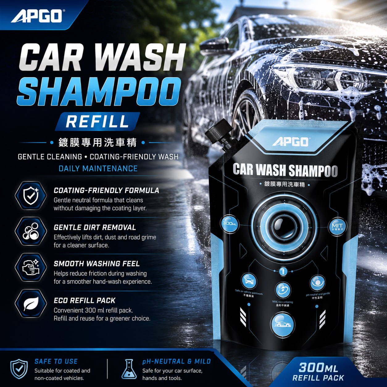 APGO Car Wash Shampoo Refill Pack (Special Formula) — 1